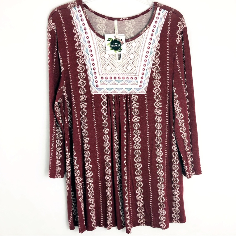 LIME N CHILI brick embroidered yoke tunic size L